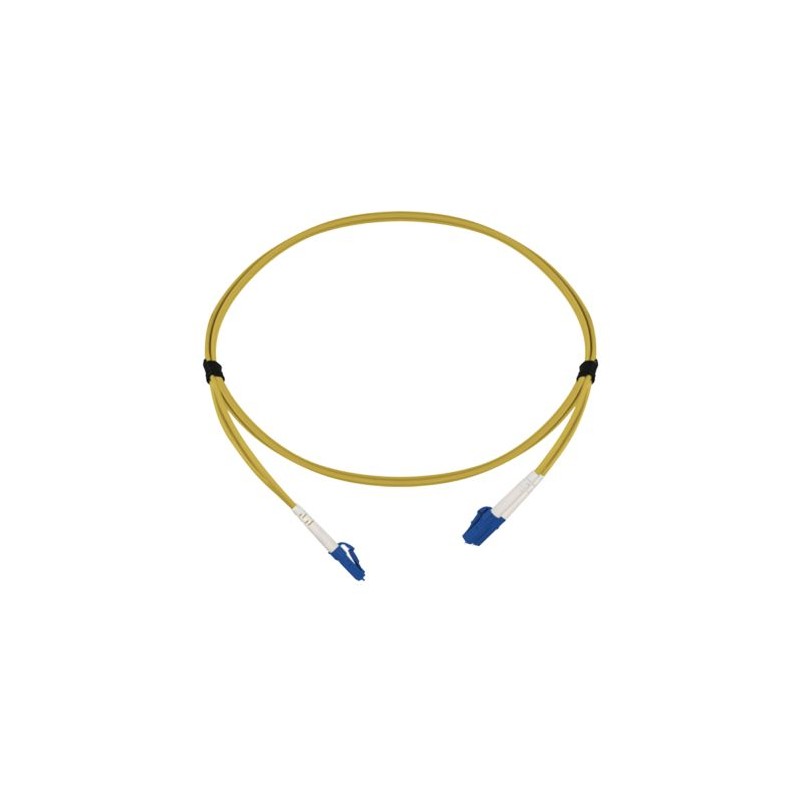 1 pcs - Amphenol Industrial LC to LC Tight Buffer OS2 Single Mode OS2 Fibre Optic Cable, 3mm, Yellow, 2m