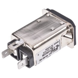 10 pcs - TE Connectivity 6A, 250 V ac Male Snap-In IEC Filter 1-6609006-2, Spade None Fuse