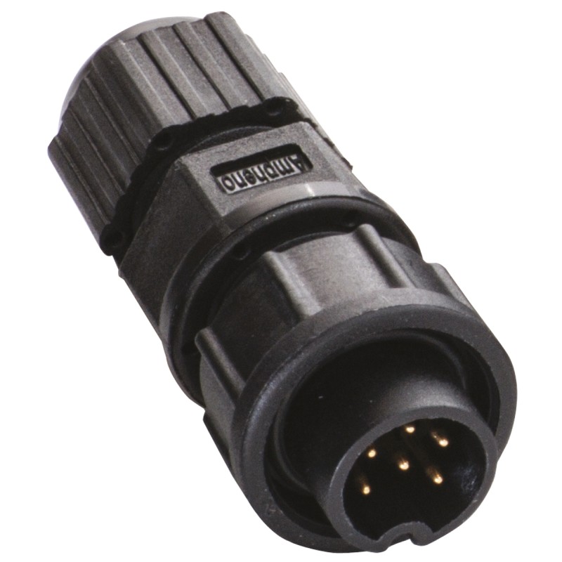 1 pcs - Amphenol Industrial Circular Connector, 6 Contacts, Cable Mount, Plug, Male, IP67, Ceres Series