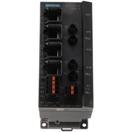 1 pcs - Siemens X204-2 Series DIN Rail, Wall Ethernet Switch, 4 RJ45 Ports, 10/100Mbit/s Transmission, 24V dc