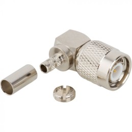 1 pcs - Amphenol RF Plug Cable Mount TNC Connector, Crimp Termination, Right Angle Body