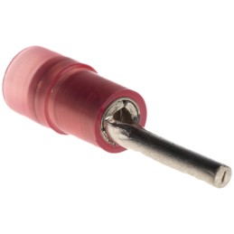 100 pcs - RS PRO Insulated, Tin Crimp Pin Connector, 0.5mm² to 1.5mm², 22AWG to 16AWG, 1.9mm Pin Diameter, 12mm Pin Length, Red