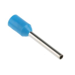 100 pcs - RS PRO Insulated Crimp Bootlace Ferrule, 12mm Pin Length, 1.5mm Pin Diameter, 0.75mm² Wire Size, Blue