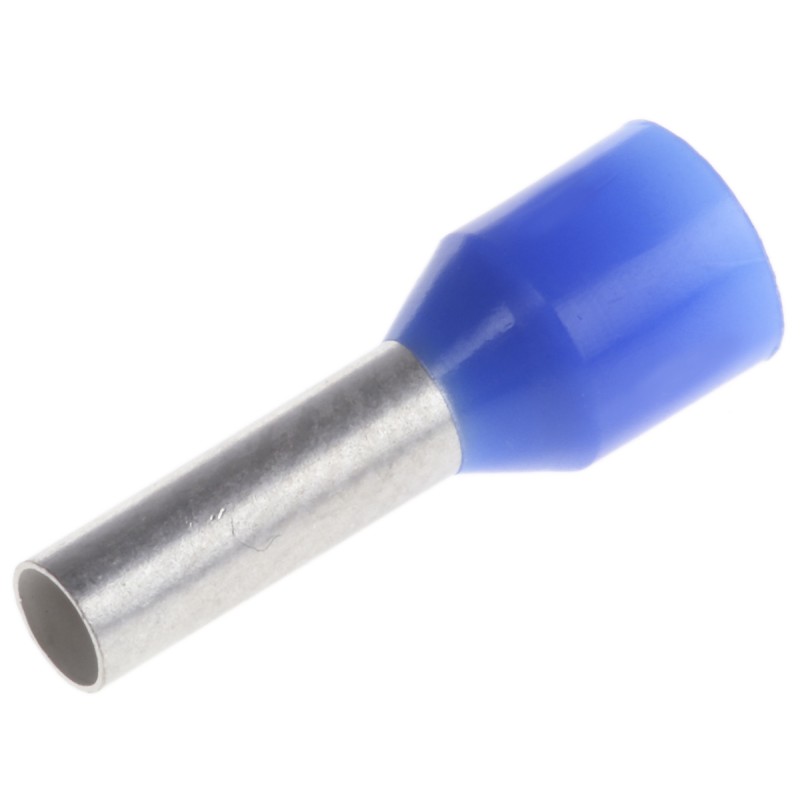 200 pcs - TE Connectivity Insulated Crimp Bootlace Ferrule, 8mm Pin Length, 2.2mm Pin Diameter, 2.5mm² Wire Size, Blue