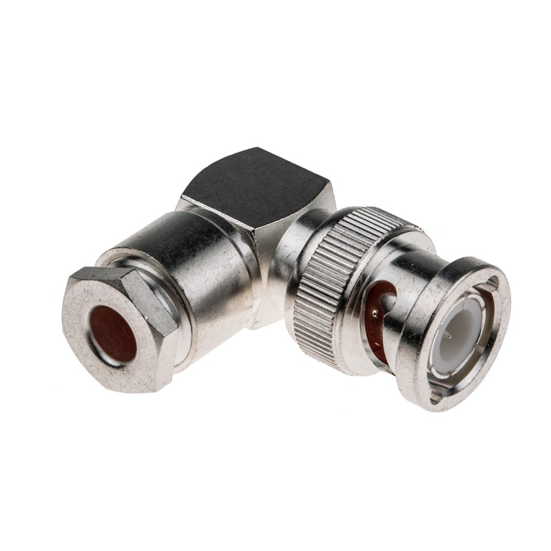 1 pcs - RS PRO, Plug Cable Mount BNC Connector, 50Ω, Clamp Termination, Right Angle Body