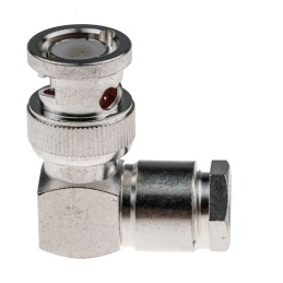 1 pcs - RS PRO, Plug Cable Mount BNC Connector, 50Ω, Clamp Termination, Right Angle Body