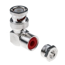 1 pcs - RS PRO, Plug Cable Mount BNC Connector, 50Ω, Clamp Termination, Right Angle Body