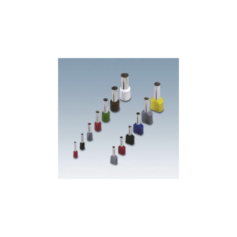 100 pcs - Phoenix Contact Insulated Crimp Bootlace Ferrule, 8mm Pin Length, 1.1mm Pin Diameter, White