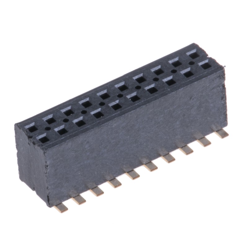 1 pcs - Samtec FLE Series Straight Surface Mount PCB Socket, 20-Contact, 2-Row, 1.27mm Pitch, SMT Termination