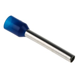 100 pcs - RS PRO Insulated Crimp Bootlace Ferrule, 18mm Pin Length, 2.6mm Pin Diameter, 2.5mm² Wire Size, Blue