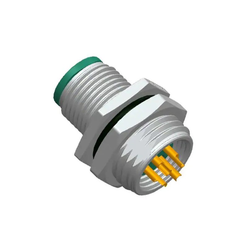 1 pcs - Amphenol Circular Connector, 4 Contacts, Panel Mount, M12 Connector, Plug, Male, IP68, IP69K, M Series