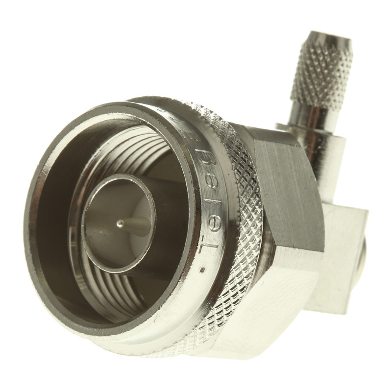 1 pcs - Telegartner, Plug Cable Mount N Connector, 50Ω, Solder Termination, Right Angle Body