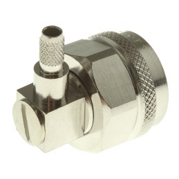 1 pcs - Telegartner, Plug Cable Mount N Connector, 50Ω, Solder Termination, Right Angle Body