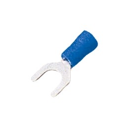 100 pcs - RS PRO Insulated Crimp Spade Connector, 1.5mm² to 2.5mm², 16AWG to 14AWG, M6 Stud Size Vinyl, Blue