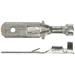 100 pcs - TE Connectivity FASTIN-FASTON .250 Uninsulated Male Spade Connector, Tab, 6.35 x 0.81mm Tab Size, 0.5mm² to 1mm²