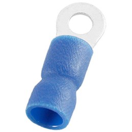 100 pcs - RS PRO Insulated Ring Terminal, M3.2 (4) Stud Size, 1.5mm² to 2.5mm² Wire Size, Blue