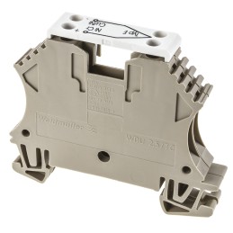 1 pcs - Weidmuller W Series Dark Beige Thermoelectric Voltage Terminal Block Pair, 2.5mm², Single-Level, Screw Termination, ATEX