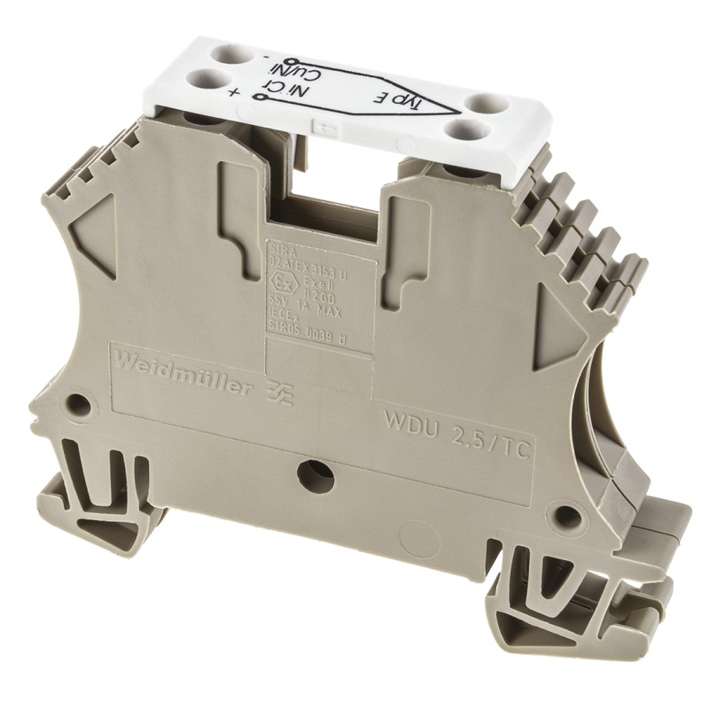 1 pcs - Weidmuller W Series Dark Beige Thermoelectric Voltage Terminal Block Pair, 2.5mm², Single-Level, Screw Termination, ATEX