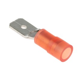 100 pcs - RS PRO Red Insulated Male Spade Connector, 0.8 x 6.35mm Tab Size, 0.5mm² to 1.5mm²