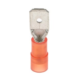 100 pcs - RS PRO Red Insulated Male Spade Connector, 0.8 x 6.35mm Tab Size, 0.5mm² to 1.5mm²