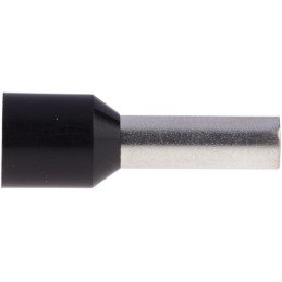 100 pcs - RS PRO Insulated Crimp Bootlace Ferrule, 12mm Pin Length, 3.9mm Pin Diameter, 6mm² Wire Size, Black