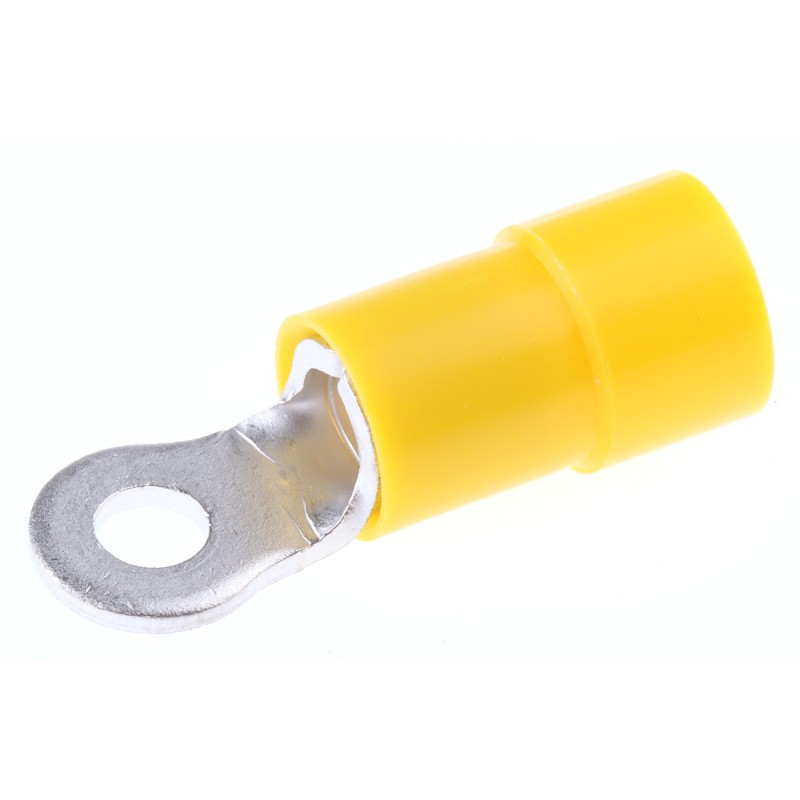100 pcs - RS PRO Insulated Ring Terminal, M3 Stud Size, 4mm² to 6mm² Wire Size, Yellow