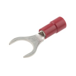 100 pcs - RS PRO Insulated Crimp Spade Connector, 0.5mm² to 1.5mm², 22AWG to 16AWG, M8 Stud Size Vinyl, Red