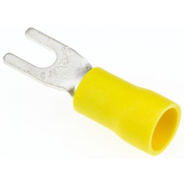 100 pcs - JST, A Insulated Crimp Spade Connector, 2.6mm² to 6.6mm², 12AWG to 10AWG, 3.5mm Stud Size Vinyl, Yellow