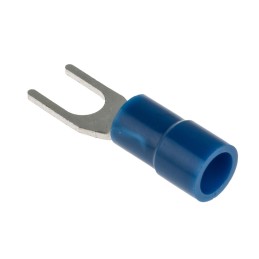 100 pcs - RS PRO Insulated Crimp Spade Connector, 1.5mm² to 2.5mm², 16AWG to 14AWG, 4.3mm Stud Size Vinyl, Blue