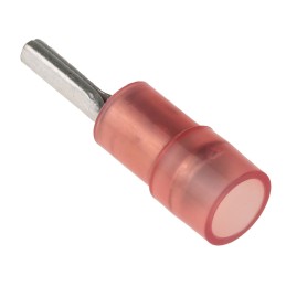 100 pcs - RS PRO Insulated, Tin Crimp Pin Connector, 0.5mm² to 1.5mm², 22AWG to 16AWG, 1.9mm Pin Diameter, 9mm Pin Length, Red
