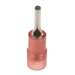 100 pcs - RS PRO Insulated, Tin Crimp Pin Connector, 0.5mm² to 1.5mm², 22AWG to 16AWG, 1.9mm Pin Diameter, 9mm Pin Length, Red