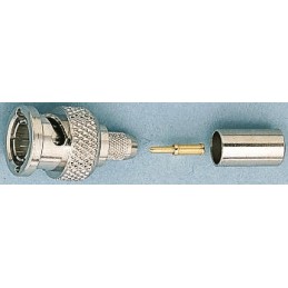 1 pcs - Telegartner, Plug Cable Mount BNC Connector, 50Ω, Crimp Termination, Straight Body