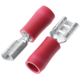 100 pcs - JST FVDDF Red Insulated Female Spade Connector, Receptacle, 4.75 x 0.5mm Tab Size, 0.25mm² to 1.65mm²