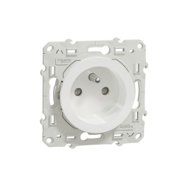 1 pcs - White 1 Gang Plug Socket, 2 Poles, 16A, French 2P