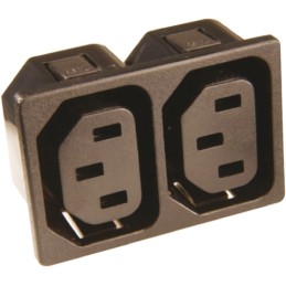 1 pcs - IEC C13 2 Gang Cable Trunking Power Block, 15A, 250 V ac