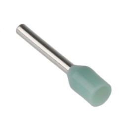 100 pcs - RS PRO Insulated Crimp Bootlace Ferrule, 8mm Pin Length, 1.1mm Pin Diameter, 0.25mm² Wire Size, Turquoise