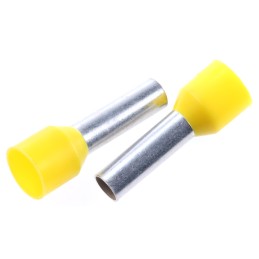 100 pcs - TE Connectivity Insulated Crimp Bootlace Ferrule, 12mm Pin Length, 3.5mm Pin Diameter, 6mm² Wire Size, Yellow