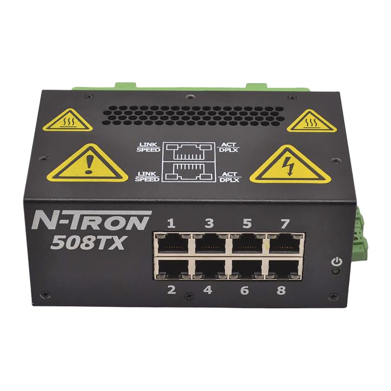 1 pcs - Red Lion 508TX Series DIN Rail Mount Ethernet Switch, 8 RJ45 Ports