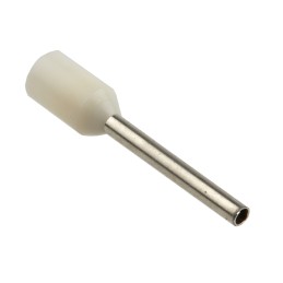 100 pcs - RS PRO Insulated Crimp Bootlace Ferrule, 12mm Pin Length, 1.5mm Pin Diameter, 0.75mm² Wire Size, White