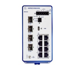 1 pcs - Hirschmann BOBCAT Series DIN Rail Mount Ethernet Switch, 12 RJ45 Ports, 1000 - 2500Mbit/s Transmission, 12 - 24V dc