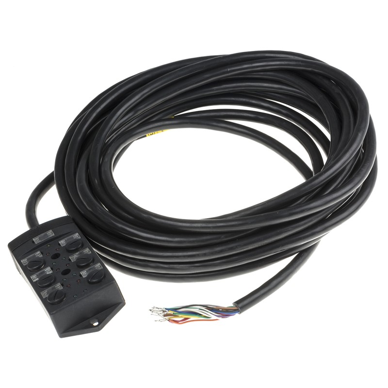 1 pcs - RS PRO Sensor Box, M12, 10m cable, 5 way, 6 port