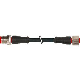 1 pcs - RS PRO Straight Male 4 way M12 to Straight Female 4 way M12 Sensor Actuator Cable, 2m