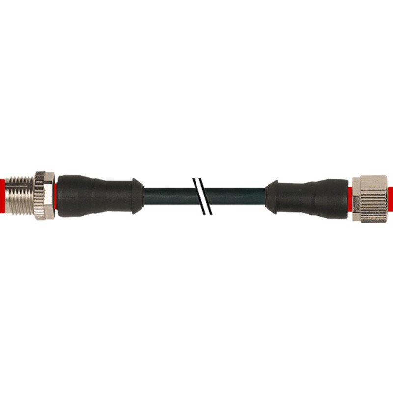 1 pcs - RS PRO Straight Male 4 way M12 to Straight Female 4 way M12 Sensor Actuator Cable, 2m