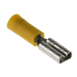 100 pcs - RS PRO Yellow Insulated Female Spade Connector, Receptacle, 2.8 x 0.5mm Tab Size, 0.2mm² to 0.5mm²