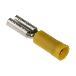 100 pcs - RS PRO Yellow Insulated Female Spade Connector, Receptacle, 2.8 x 0.5mm Tab Size, 0.2mm² to 0.5mm²