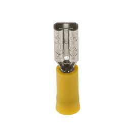 100 pcs - RS PRO Yellow Insulated Female Spade Connector, Receptacle, 2.8 x 0.5mm Tab Size, 0.2mm² to 0.5mm²
