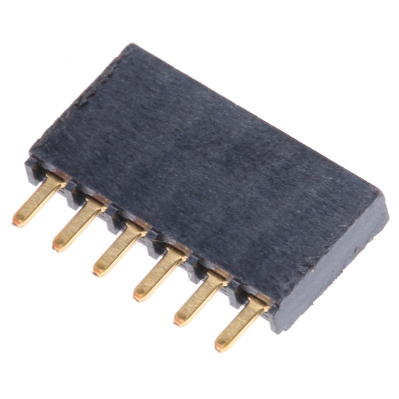 10 pcs - Samtec SSW Series Straight Through Hole Mount PCB Socket, 6-Contact, 1-Row, 2.54mm Pitch, Solder Termination