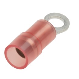 100 pcs - RS PRO Insulated Ring Terminal, M3 (4) Stud Size, 0.5mm² to 1.5mm² Wire Size, Red