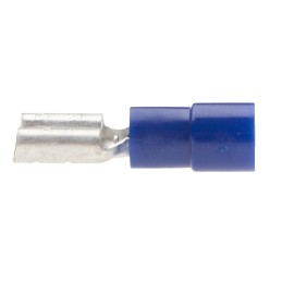 100 pcs - RS PRO Blue Insulated Female Spade Connector, Receptacle, 6.35 x 0.8mm Tab Size, 1.5mm² to 2.5mm²