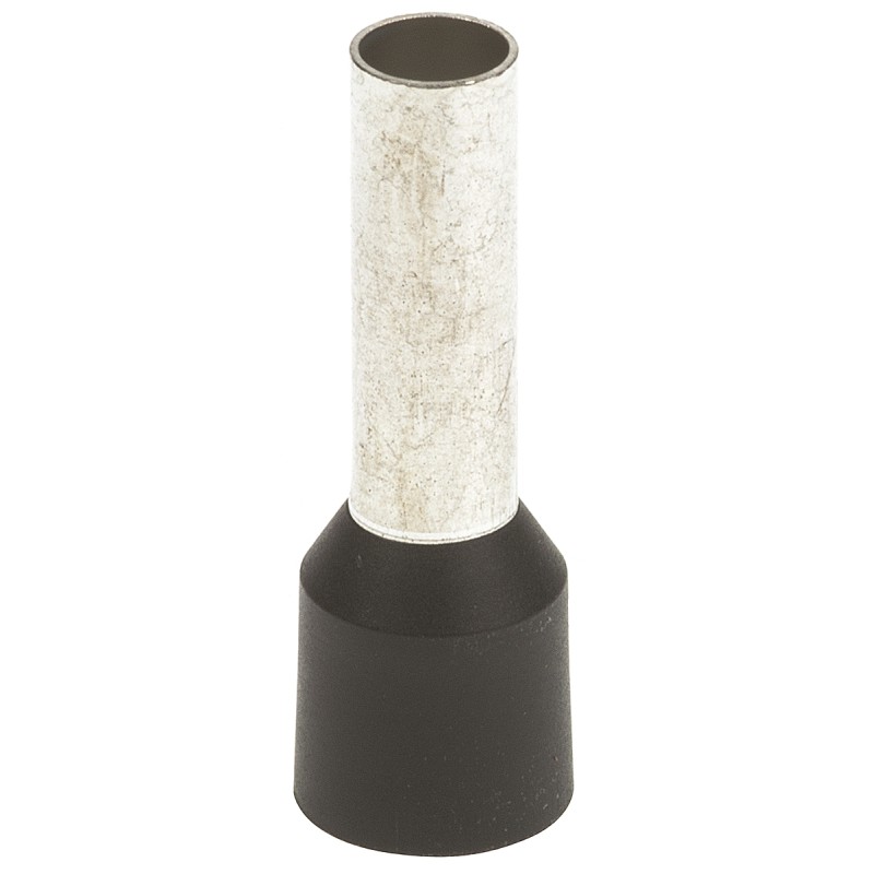 100 pcs - JST, GWE Insulated Crimp Bootlace Ferrule, 12mm Pin Length, 3.5mm Pin Diameter, 6mm² Wire Size, Black